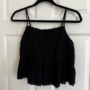 Black & Aqua Embroidered Crop Top with Embroidered Skirt & Shrug